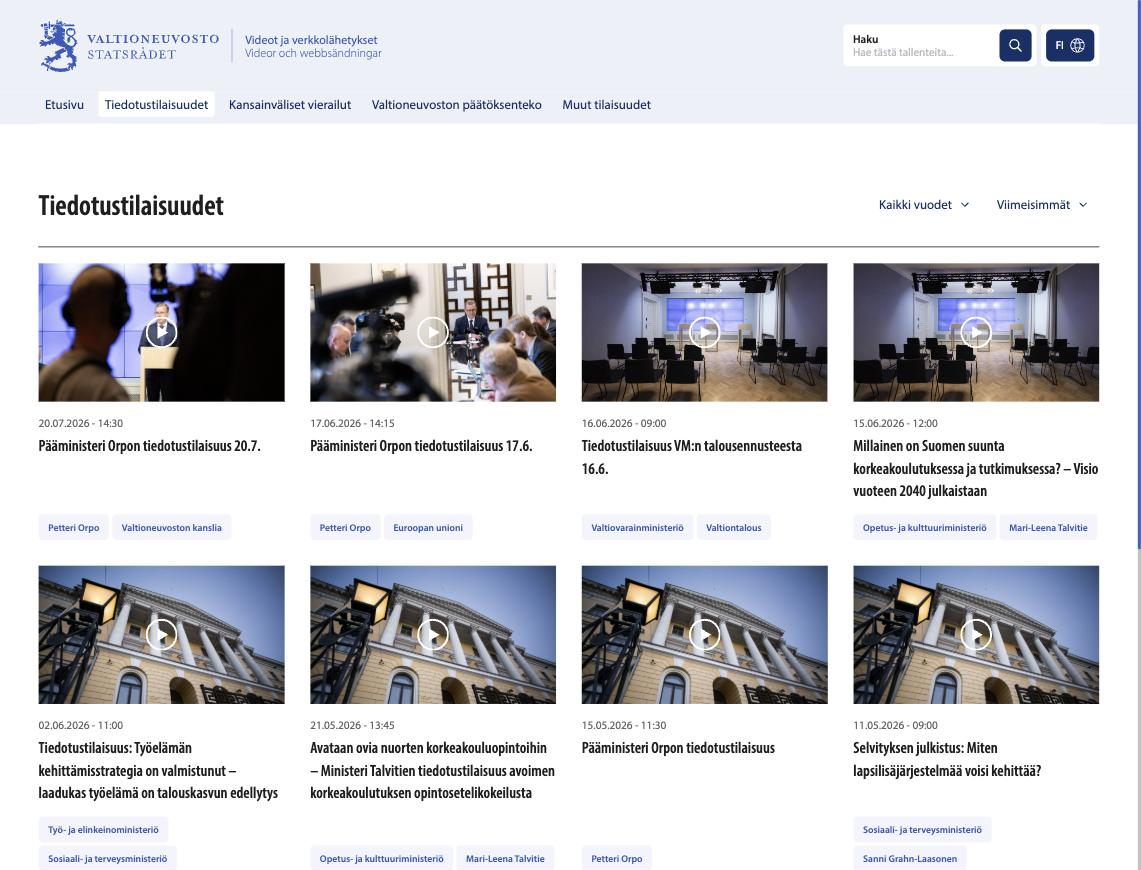 A branded on-demand library built on Videosync: filters, tags and a searchable recording archive